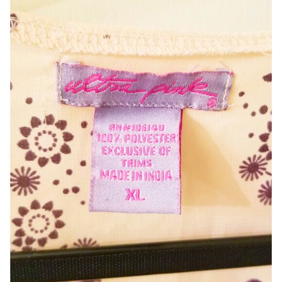 ULTRA PINK Peach Sheer Batwing Top Sz XL Purple Butterly Floral Print - Picture 3 of 5